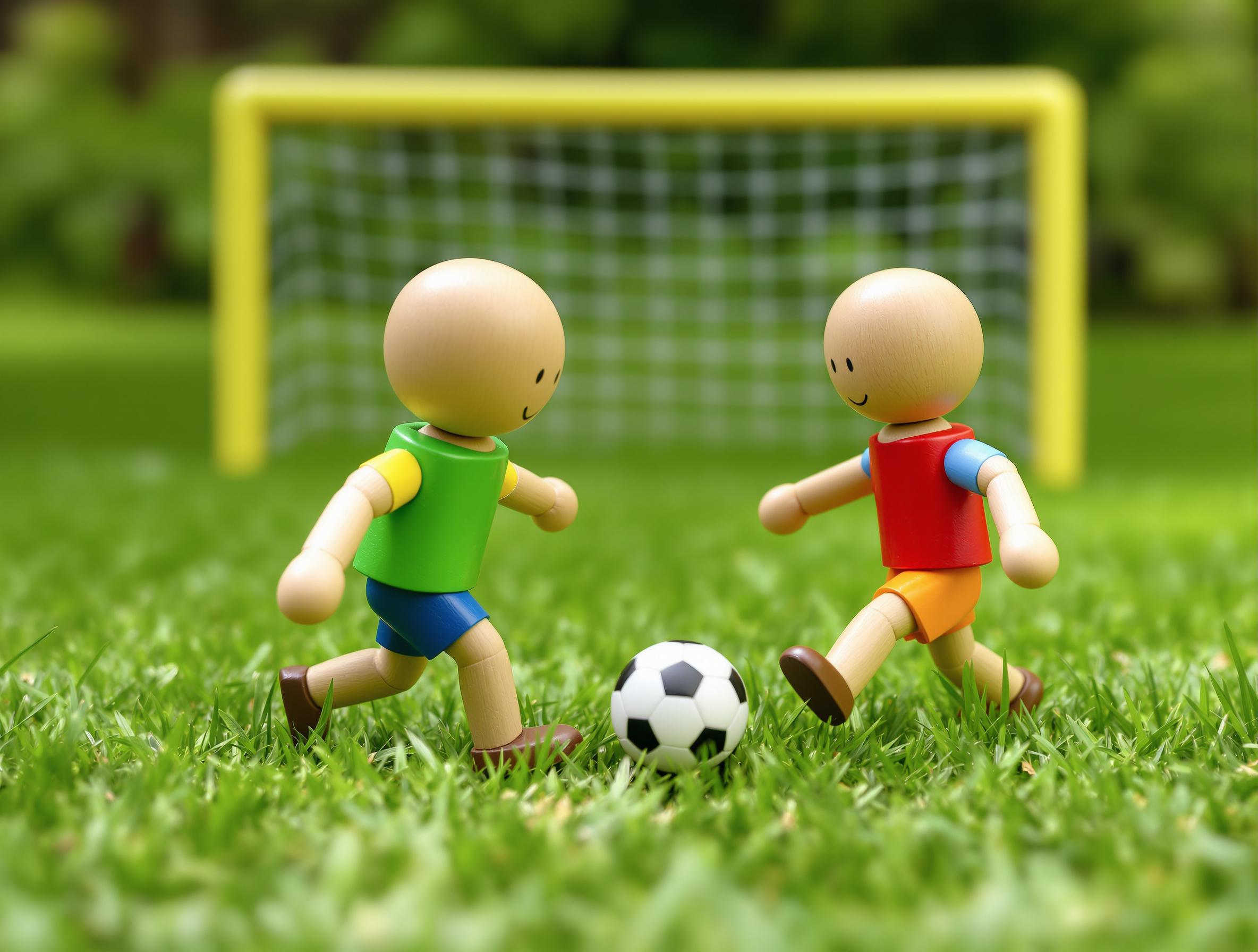 Playing soccer